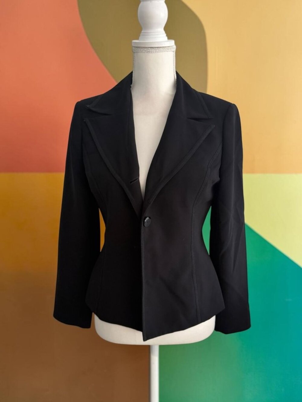 LE SUIT Black Blazer Jacket Size 8 Petite